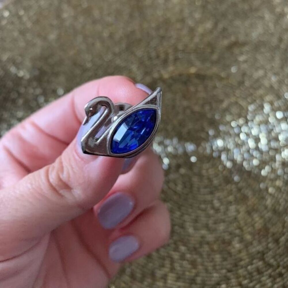 Swarovski Crystal Swan Blue Pin